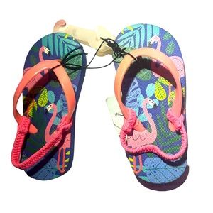 NWOT Girls Cat & Jack Flip Flops with Elastic Heel Band